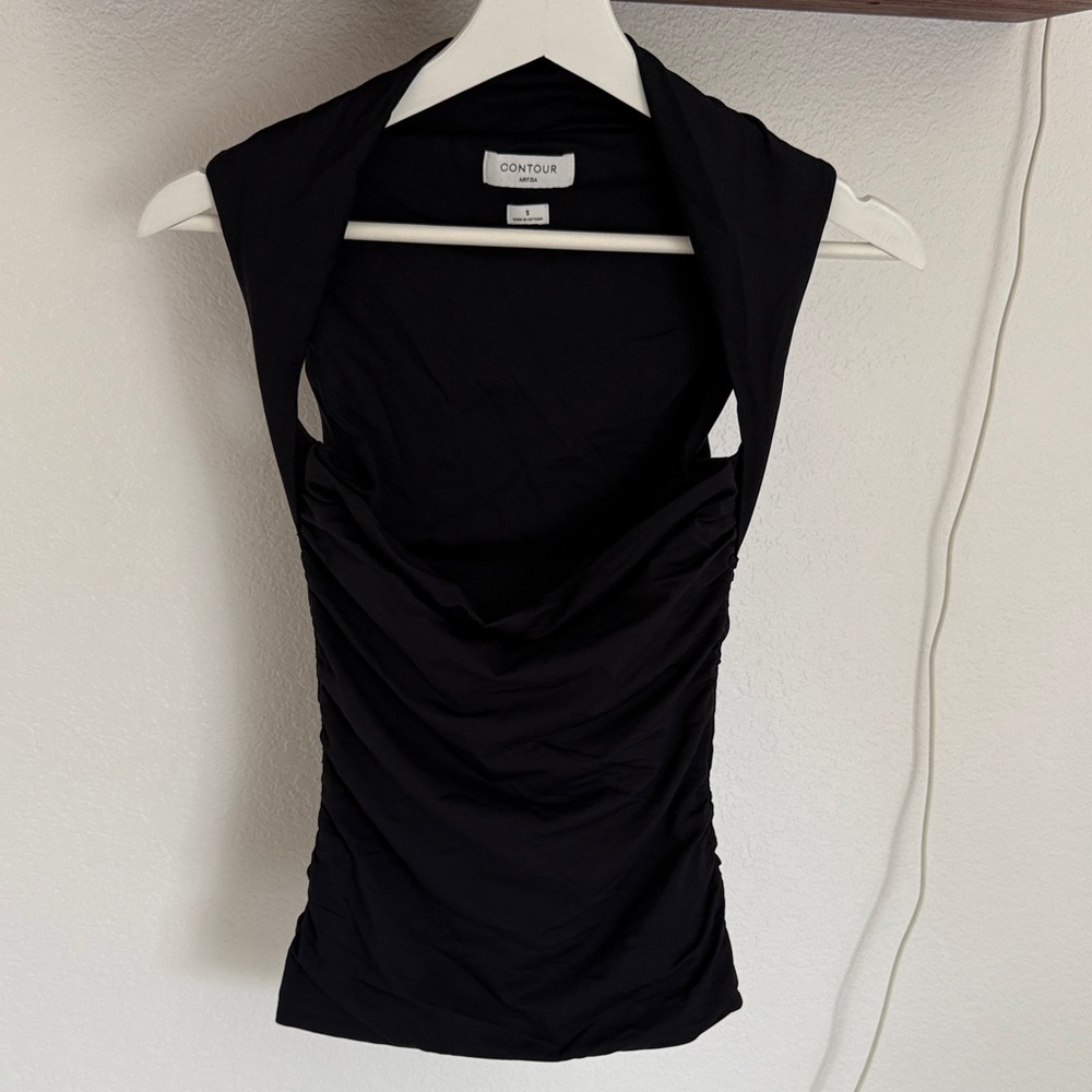Black Ruched Sleeveless Top